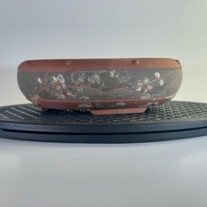 Painted Unglazed Bonsai Pot